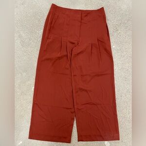 Banana Republic Rustic Orange Satin Like Pleated Wide Leg Pant Size 14
